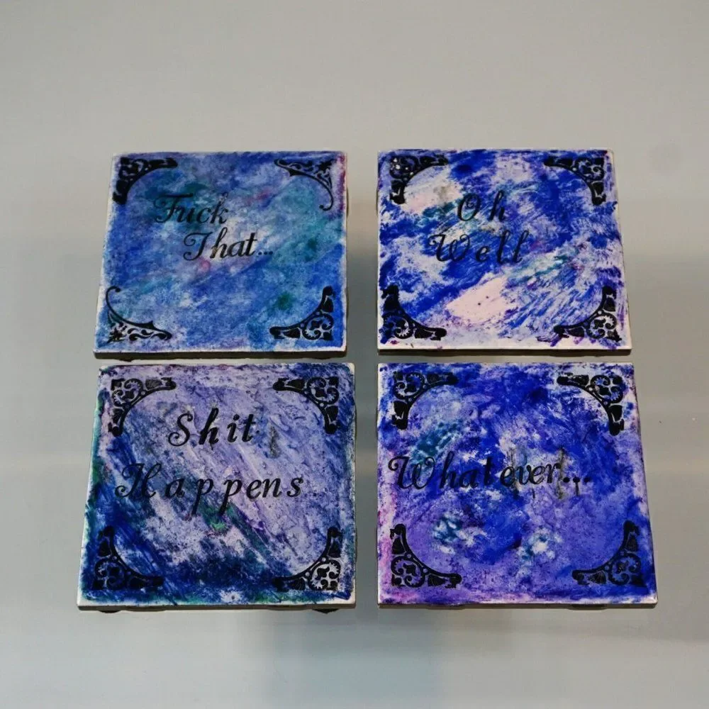 Novelty Coasters With Adult Funny Saying Ceramic Coaster Set Of 4 Made In USA